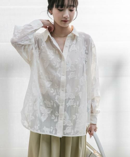 URBAN RESEARCH ITEMS / アーバンリサーチ アイテムズ シャツ・ブラウス | レースメッシュシャツ | 詳細4