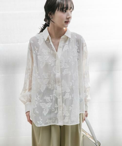 URBAN RESEARCH ITEMS / アーバンリサーチ アイテムズ シャツ・ブラウス | レースメッシュシャツ（ホワイト系その他）