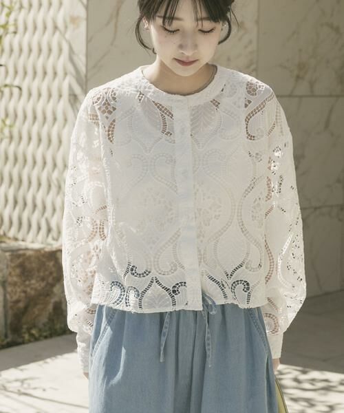 URBAN RESEARCH ITEMS / アーバンリサーチ アイテムズ シャツ・ブラウス | レースクロップドシャツ | 詳細1