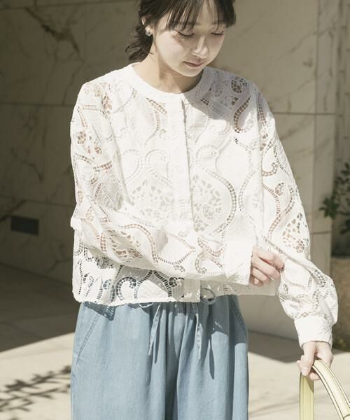 URBAN RESEARCH ITEMS / アーバンリサーチ アイテムズ シャツ・ブラウス | レースクロップドシャツ（ホワイト）