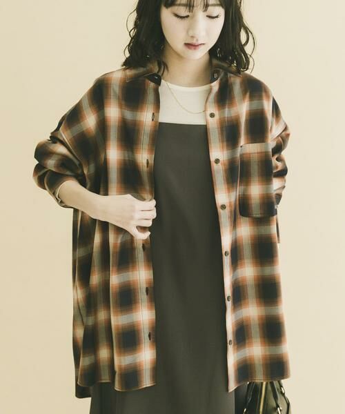 URBAN RESEARCH ITEMS / アーバンリサーチ アイテムズ シャツ・ブラウス | オーバーサイズチェックシャツ（オレンジ）