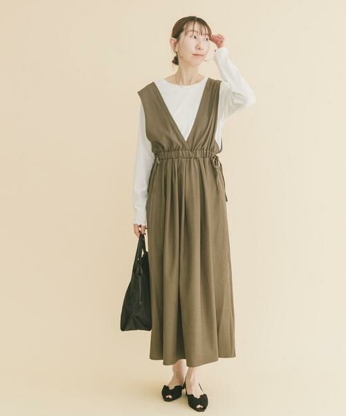 URBAN RESEARCH ITEMS / アーバンリサーチ アイテムズ ワンピース | ギャザージャンパースカート(ロングスリーブインナーセット)（モカ）