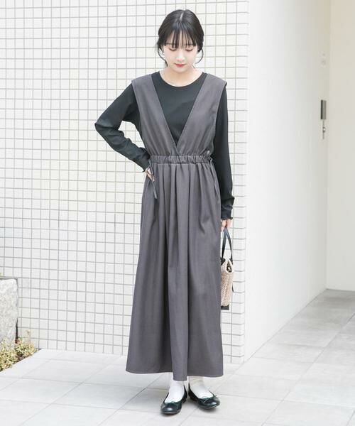 URBAN RESEARCH ITEMS / アーバンリサーチ アイテムズ ワンピース | ギャザージャンパースカート(ロングスリーブインナーセット) | 詳細24