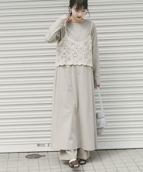 URBAN RESEARCH ITEMS / アーバンリサーチ アイテムズ ワンピース | カギバリキャミ×カットワンピース（ベージュ）