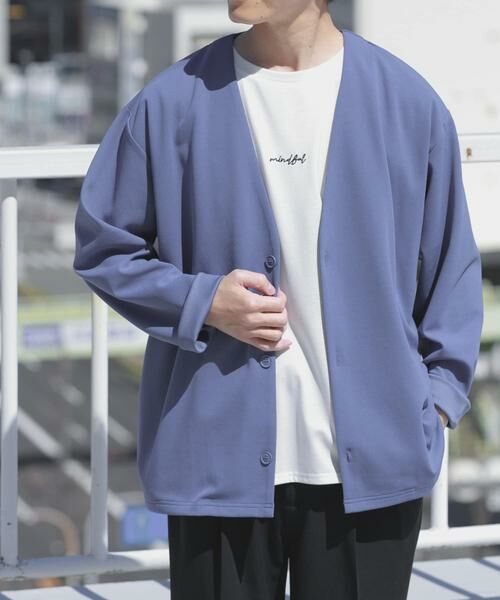 URBAN RESEARCH ITEMS / アーバンリサーチ アイテムズ カーディガン・ボレロ | UVカット梨地カーディガン+刺繍Tシャツセット(楽着シリーズ) | 詳細1