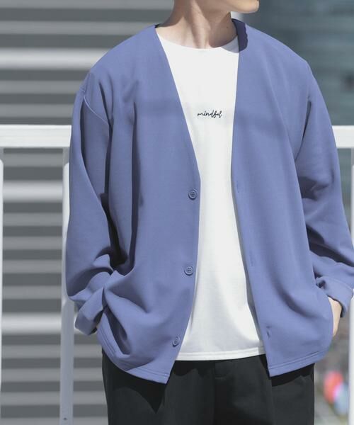 URBAN RESEARCH ITEMS / アーバンリサーチ アイテムズ カーディガン・ボレロ | UVカット梨地カーディガン+刺繍Tシャツセット(楽着シリーズ) | 詳細3