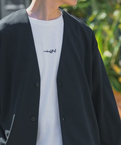 URBAN RESEARCH ITEMS / アーバンリサーチ アイテムズ カーディガン・ボレロ | UVカット梨地カーディガン+刺繍Tシャツセット(楽着シリーズ)（ブラック）
