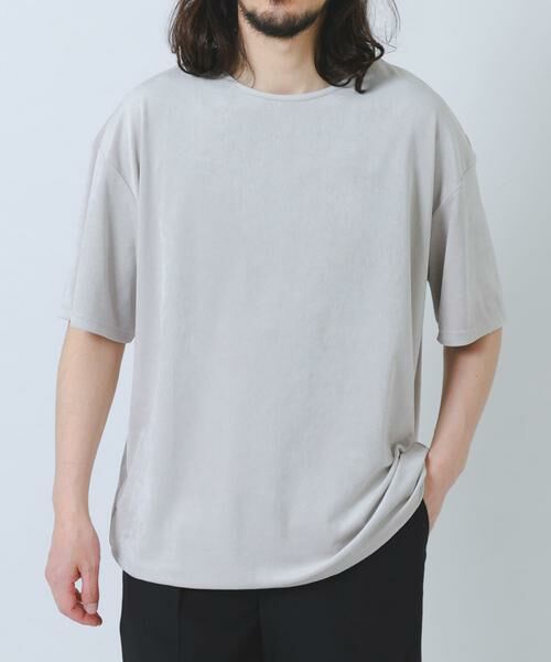 URBAN RESEARCH ITEMS / アーバンリサーチ アイテムズ Tシャツ | 接触冷感フェイクスエード半袖クルーネックTシャツ（グレー）