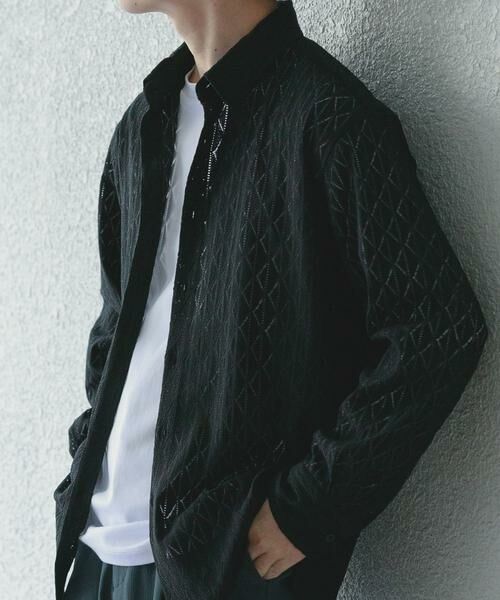 URBAN RESEARCH ITEMS / アーバンリサーチ アイテムズ シャツ・ブラウス | ジオメレースレギュラーカラーシャツ（ブラック）