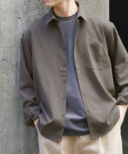 URBAN RESEARCH ITEMS / アーバンリサーチ アイテムズ シャツ・ブラウス | ヨウリュウレギュラーカラー長袖シャツ（オリーブ）
