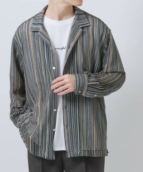 URBAN RESEARCH ITEMS / アーバンリサーチ アイテムズ シャツ・ブラウス | マルチストライプレースオープンカラーシャツ | 詳細1