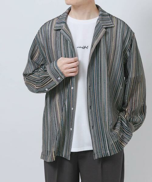 URBAN RESEARCH ITEMS / アーバンリサーチ アイテムズ シャツ・ブラウス | マルチストライプレースオープンカラーシャツ | 詳細3