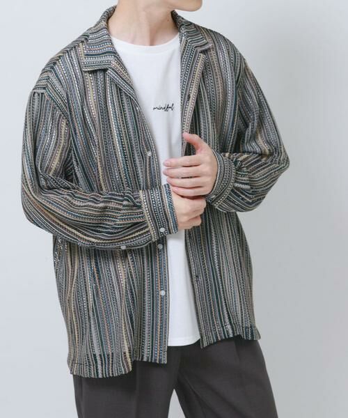 URBAN RESEARCH ITEMS / アーバンリサーチ アイテムズ シャツ・ブラウス | マルチストライプレースオープンカラーシャツ | 詳細4