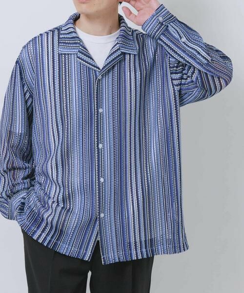 URBAN RESEARCH ITEMS / アーバンリサーチ アイテムズ シャツ・ブラウス | マルチストライプレースオープンカラーシャツ | 詳細10