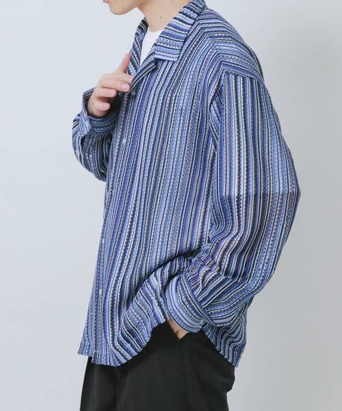 URBAN RESEARCH ITEMS / アーバンリサーチ アイテムズ シャツ・ブラウス | マルチストライプレースオープンカラーシャツ | 詳細11