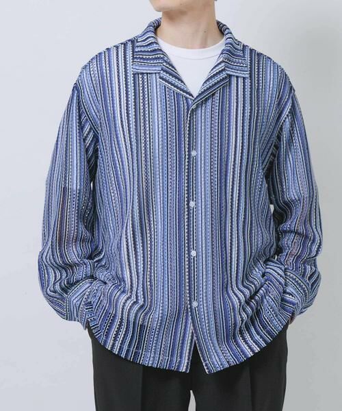 URBAN RESEARCH ITEMS / アーバンリサーチ アイテムズ シャツ・ブラウス | マルチストライプレースオープンカラーシャツ | 詳細13