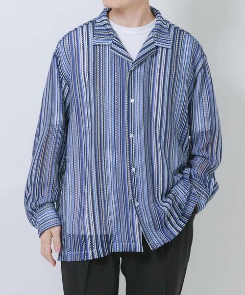 URBAN RESEARCH ITEMS / アーバンリサーチ アイテムズ シャツ・ブラウス | マルチストライプレースオープンカラーシャツ | 詳細14