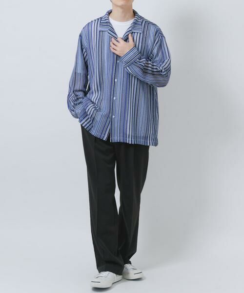 URBAN RESEARCH ITEMS / アーバンリサーチ アイテムズ シャツ・ブラウス | マルチストライプレースオープンカラーシャツ | 詳細15