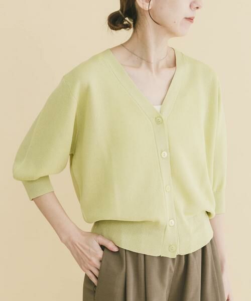 URBAN RESEARCH ITEMS / アーバンリサーチ アイテムズ カーディガン・ボレロ | Vネックハーフスリーブニットカーディガン（イエロー系その他）