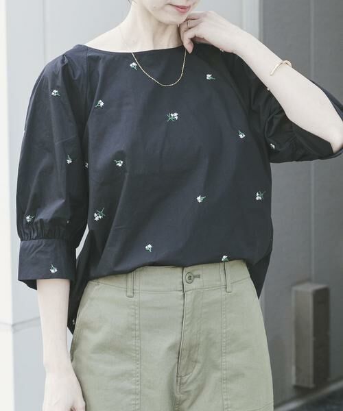 URBAN RESEARCH ITEMS / アーバンリサーチ アイテムズ シャツ・ブラウス | タックスリーブ刺シュウブラウス（ブラック）