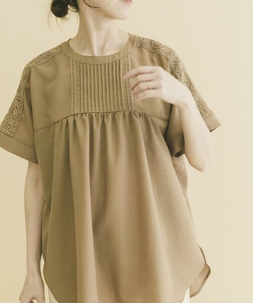 URBAN RESEARCH ITEMS / アーバンリサーチ アイテムズ シャツ・ブラウス | ピンタックレースブラウス（キャメル）