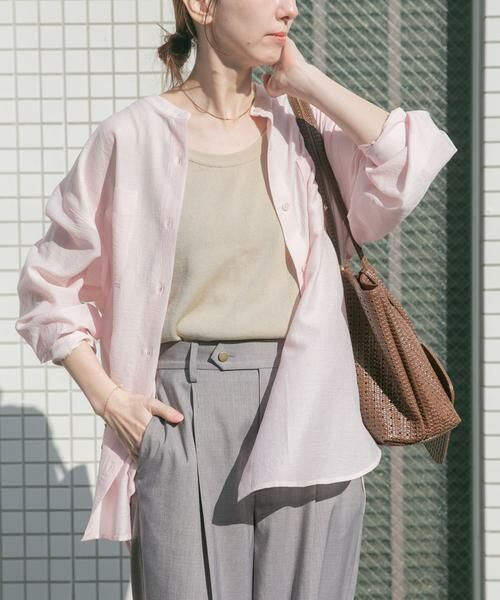 URBAN RESEARCH ITEMS / アーバンリサーチ アイテムズ シャツ・ブラウス | シアーバンドカラーシャツ（ピンク）