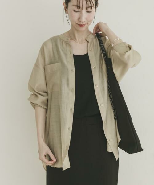 URBAN RESEARCH ITEMS / アーバンリサーチ アイテムズ シャツ・ブラウス | シアーバンドカラーシャツ（ゴールド）