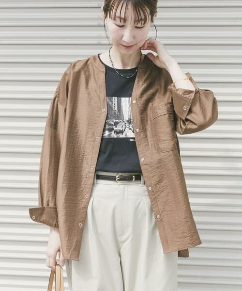 URBAN RESEARCH ITEMS / アーバンリサーチ アイテムズ シャツ・ブラウス | ドットボタンシアーシャツ（ブラウン）