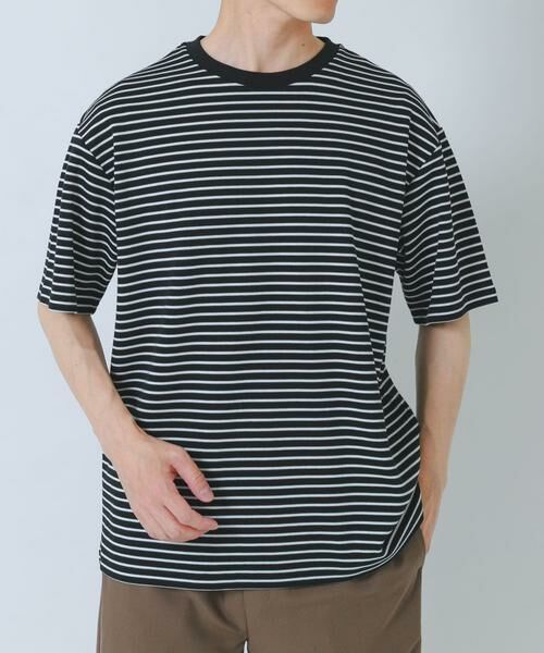 URBAN RESEARCH ITEMS / アーバンリサーチ アイテムズ Tシャツ | ポンチボーダー ショートスリーブカットソー（ブラック）