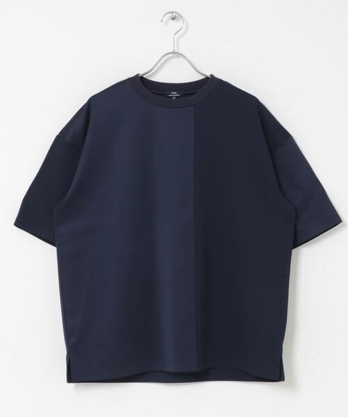 URBAN RESEARCH ITEMS / アーバンリサーチ アイテムズ Tシャツ | ジャカード×ポンチ切替半袖TOPS（ネイビー）