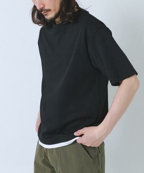 URBAN RESEARCH ITEMS / アーバンリサーチ アイテムズ Tシャツ | 接触冷感 フェイクレイヤードドビーTシャツ（ブラック）