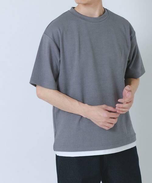 URBAN RESEARCH ITEMS / アーバンリサーチ アイテムズ Tシャツ | 接触冷感 フェイクレイヤードドビーTシャツ（グレー）