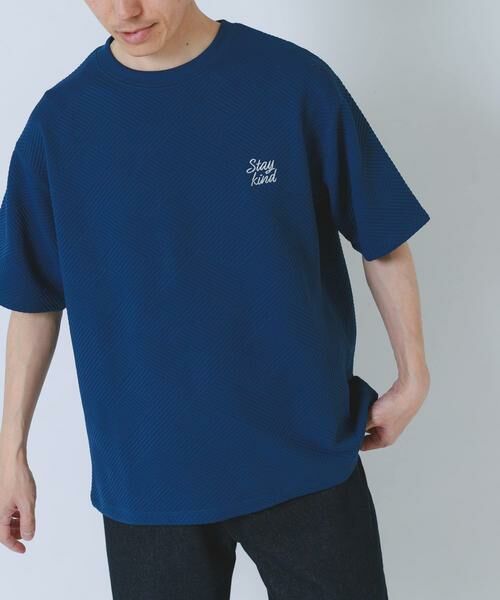 URBAN RESEARCH ITEMS / アーバンリサーチ アイテムズ Tシャツ | 刺繍ジャカードクールタッチ半袖トップス（ブルー系その他）