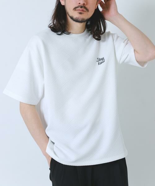 URBAN RESEARCH ITEMS / アーバンリサーチ アイテムズ Tシャツ | 刺繍ジャカードクールタッチ半袖トップス（ホワイト）
