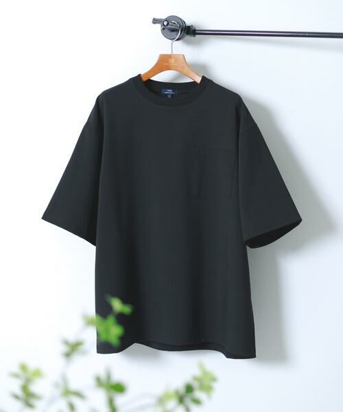 URBAN RESEARCH ITEMS / アーバンリサーチ アイテムズ Tシャツ | 2wayストレッチクルーネック布帛Tシャツ（ブラック）