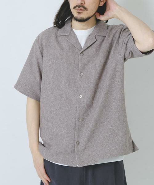 URBAN RESEARCH ITEMS / アーバンリサーチ アイテムズ シャツ・ブラウス | サマーツイード オープンカラー半袖シャツ（モカ）