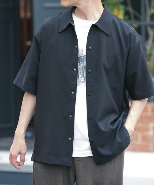 URBAN RESEARCH ITEMS / アーバンリサーチ アイテムズ シャツ・ブラウス | 2wayストレッチスナップ半袖シャツ（ブラック）