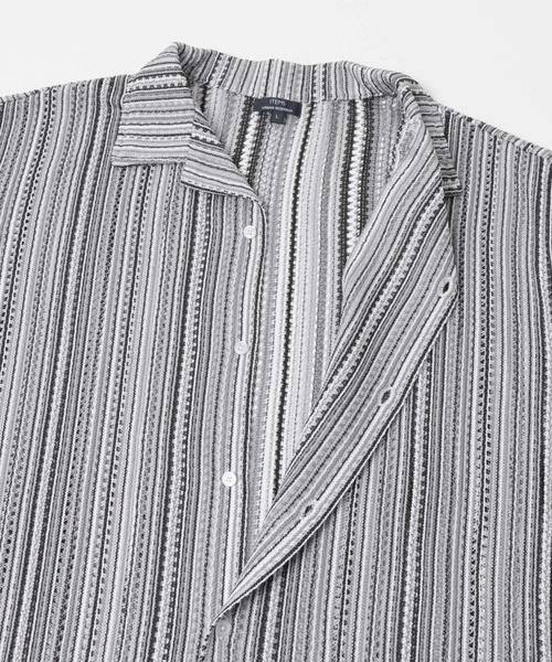 URBAN RESEARCH ITEMS / アーバンリサーチ アイテムズ シャツ・ブラウス | マルチストライプレースオープンカラーショートスリーブシャツ | 詳細6