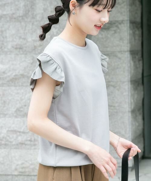 URBAN RESEARCH ITEMS / アーバンリサーチ アイテムズ Tシャツ | 袖フリルミニ裏毛Tシャツ（グレー）