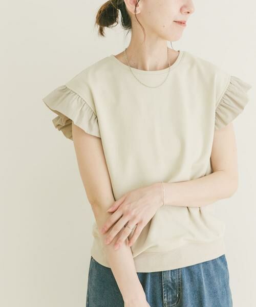 URBAN RESEARCH ITEMS / アーバンリサーチ アイテムズ Tシャツ | 袖フリルミニ裏毛Tシャツ（ライトベージュ）
