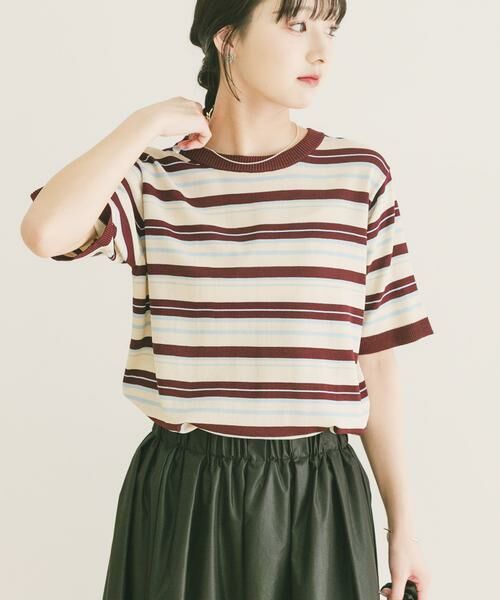 URBAN RESEARCH ITEMS / アーバンリサーチ アイテムズ ニット・セーター | マルチボーダー半袖ニット（ホワイト）