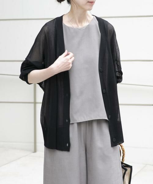 URBAN RESEARCH ITEMS / アーバンリサーチ アイテムズ カーディガン・ボレロ | シアーVネックニットカーデ（ブラック）
