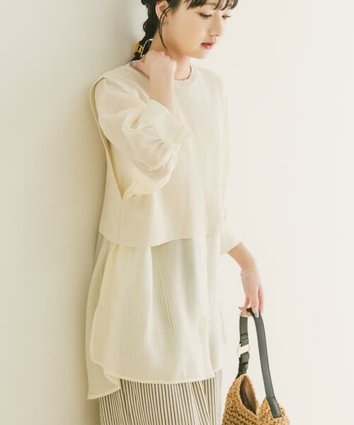 URBAN RESEARCH ITEMS / アーバンリサーチ アイテムズ シャツ・ブラウス | ニットベストドッキングシャツ（オフホワイト）