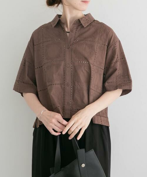 URBAN RESEARCH ITEMS / アーバンリサーチ アイテムズ シャツ・ブラウス | ブロックレースシャツ（ブラウン）