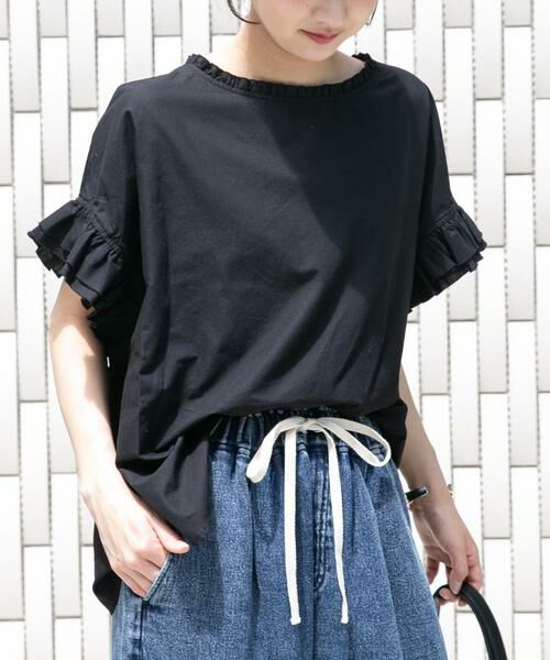 URBAN RESEARCH ITEMS / アーバンリサーチ アイテムズ シャツ・ブラウス | ダブルフリルブラウス（ブラック）