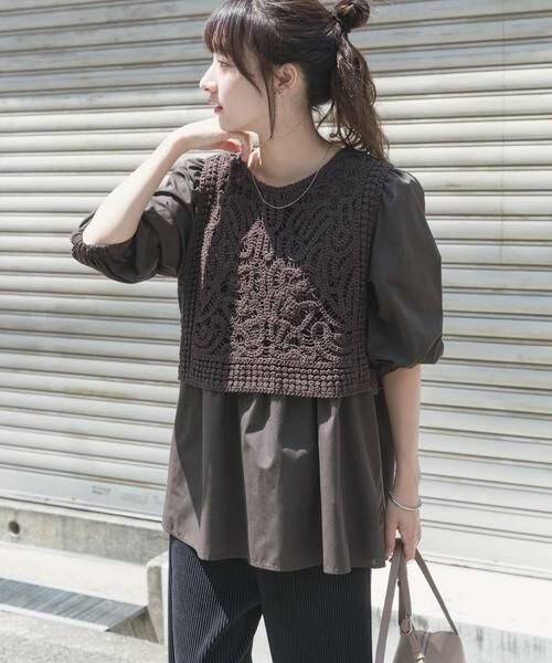 URBAN RESEARCH ITEMS / アーバンリサーチ アイテムズ シャツ・ブラウス | レースベストドッキングチュニック | 詳細1