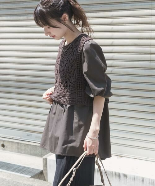 URBAN RESEARCH ITEMS / アーバンリサーチ アイテムズ シャツ・ブラウス | レースベストドッキングチュニック（ブラウン）