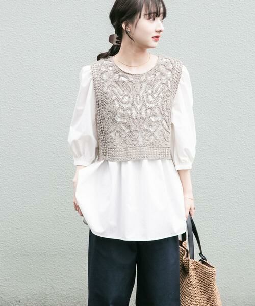URBAN RESEARCH ITEMS / アーバンリサーチ アイテムズ シャツ・ブラウス | レースベストドッキングチュニック（ベージュ）