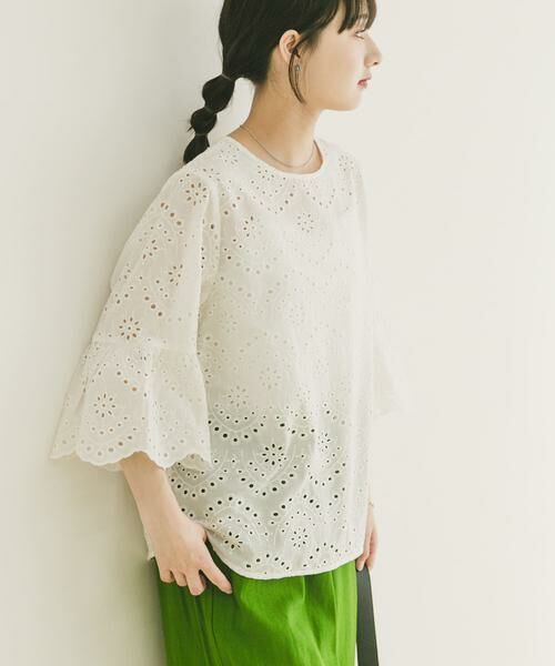 URBAN RESEARCH ITEMS / アーバンリサーチ アイテムズ シャツ・ブラウス | スカラップスリーブレースブラウス（ホワイト）