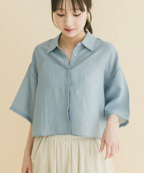 URBAN RESEARCH ITEMS / アーバンリサーチ アイテムズ シャツ・ブラウス | ドットボタンハンソデシアーシャツ（ブルー）